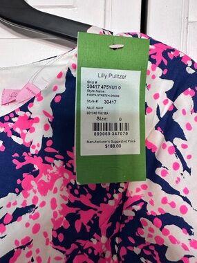 Lilly Pulitzer Navy, Hot Pink & White Abstract Print Dress